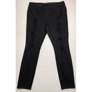 Torrid Bombshell Skinny 20R Premium Stretch Black Distressed Jeans P122